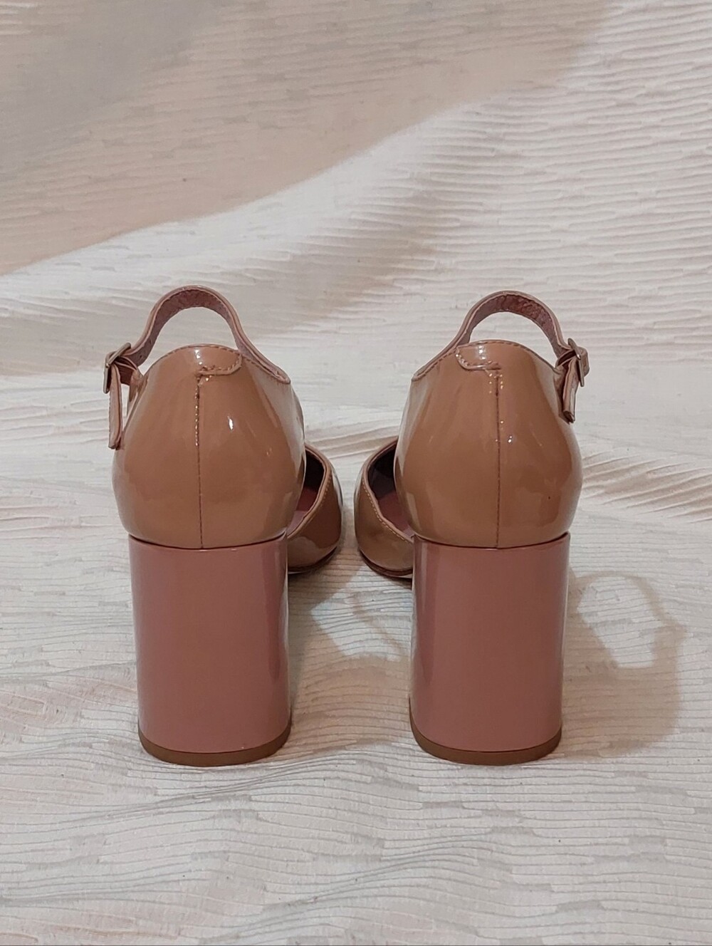 Jeffrey Campbell Nude & Blush Patent Mary Jane Block Heels Size 8 - Picture 7 of 9